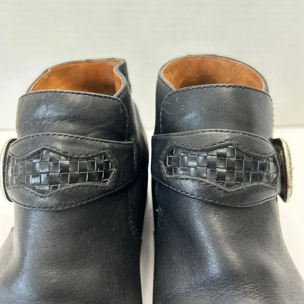 Ariat Western Style Black Leather‎ Buckled Ankle Booties Women's Size 7.5B